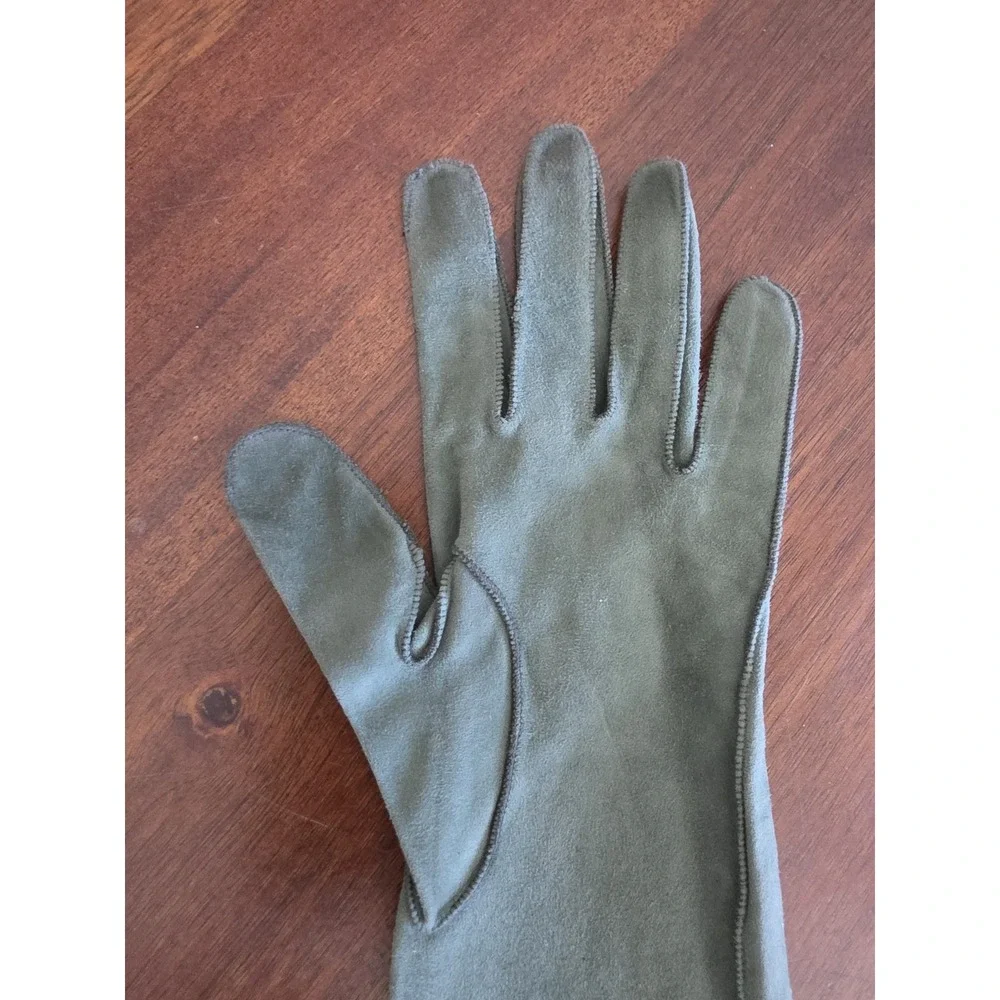 Max Mara S Women Green Gloves Italy Classic Elbow Long Leather